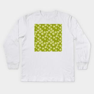 Green Floral Pattern Kids Long Sleeve T-Shirt